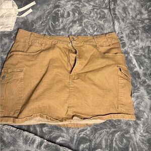 Tan Cargo Mini Skirt - Utility Style -